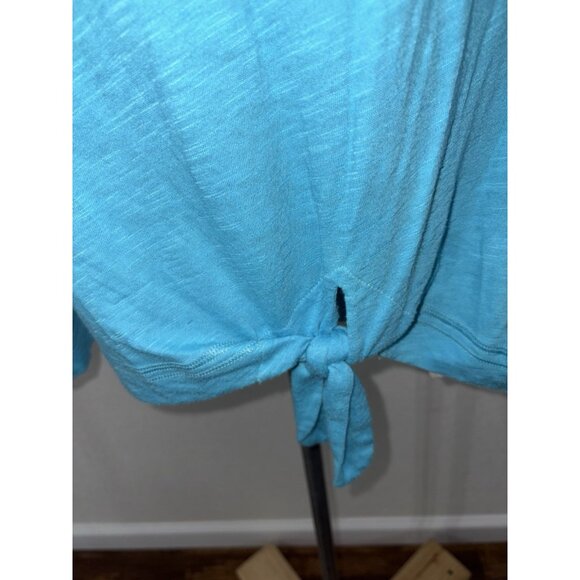 Hollister Shirt Top Women Medium Scoop Neck Tie Waist Cap Sleeve Blue - Picture 5 of 8